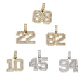 Hip Hop Men Numbers Gold Crystal Letter Iced Out Pendant Necklace