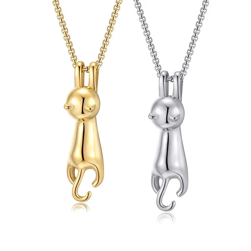 Hot Sale Cute Cat Necklace Jewelry Stainless Steel Necklaces 18K Gold Plated Cats Pendant Necklaces for Women Girls