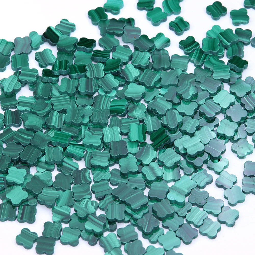 6mm 8mm 10mm Natural Green Malachite Blue Red Black Agate White Shell Clover Four Leaf Clover Stone Clover for Jewelry Bracelet