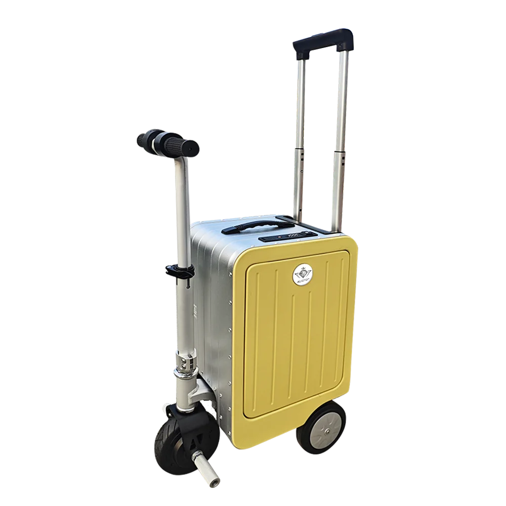 Alilotop Smart Business Suitcase Portable Aluminum Carry-On Travel Case for Cycling Yellow Air Wheel Scooter Luggage Bag