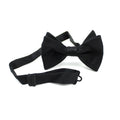 Handmade Adjustable Pretied Bowtie Men's Suit Private Label Jacquard Satin Butterfly Big Solid Color Tuxedo Black Silk Bow Tie