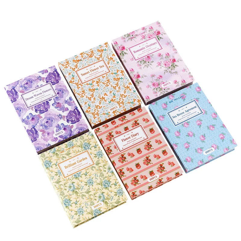 100sheets/pack Retro Material Paper Plant Book Series Artistic Journal Decorative Source Material Base Stickers Background MegaBDM