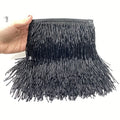Wholesale Glossy Black 14cm 6 Inch Glass Crystal Bead Fringe Tassel 5 yard per bag for Dress Decoration Latin Dance Wear