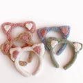 OEM/ODM Fabric Plush Cleansing Face Ligas Para El Cabello Hair Ties Cute Cat Ears Sweet Hairbands for Girl Hair Bands for Women