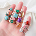 Fashion Design Crystal Crafts Natural Gemstones Strawberry Quartz Purple Mice Rings