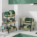 New Design 2-Tier 3-Tier Dish Drying Rack Over Sink Kitchen Storage Shelf with Detachable Cup Rack and Utensil Holder