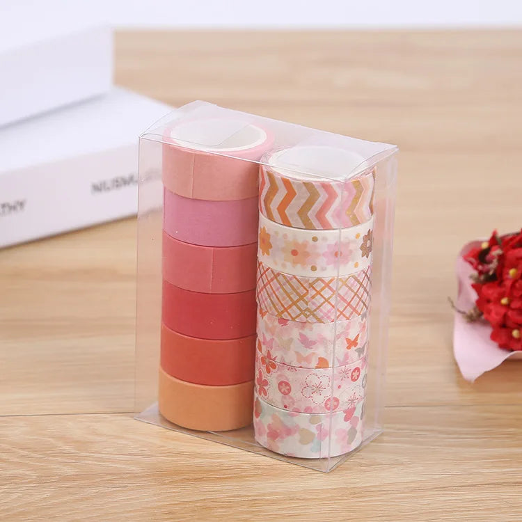 Cute Multi-color Multiple Tapes Solid Color DIY Bulk Washi  Tape Set Art Supplies Student Paper Tape 12 Rolls