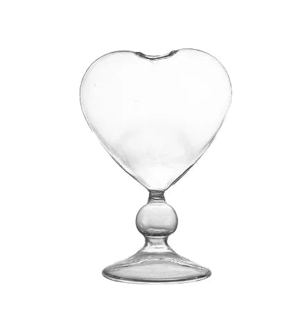 220ml Love Cup High Foot Glass Goblet for Cocktails Juice Beverages and Bar with Straws
