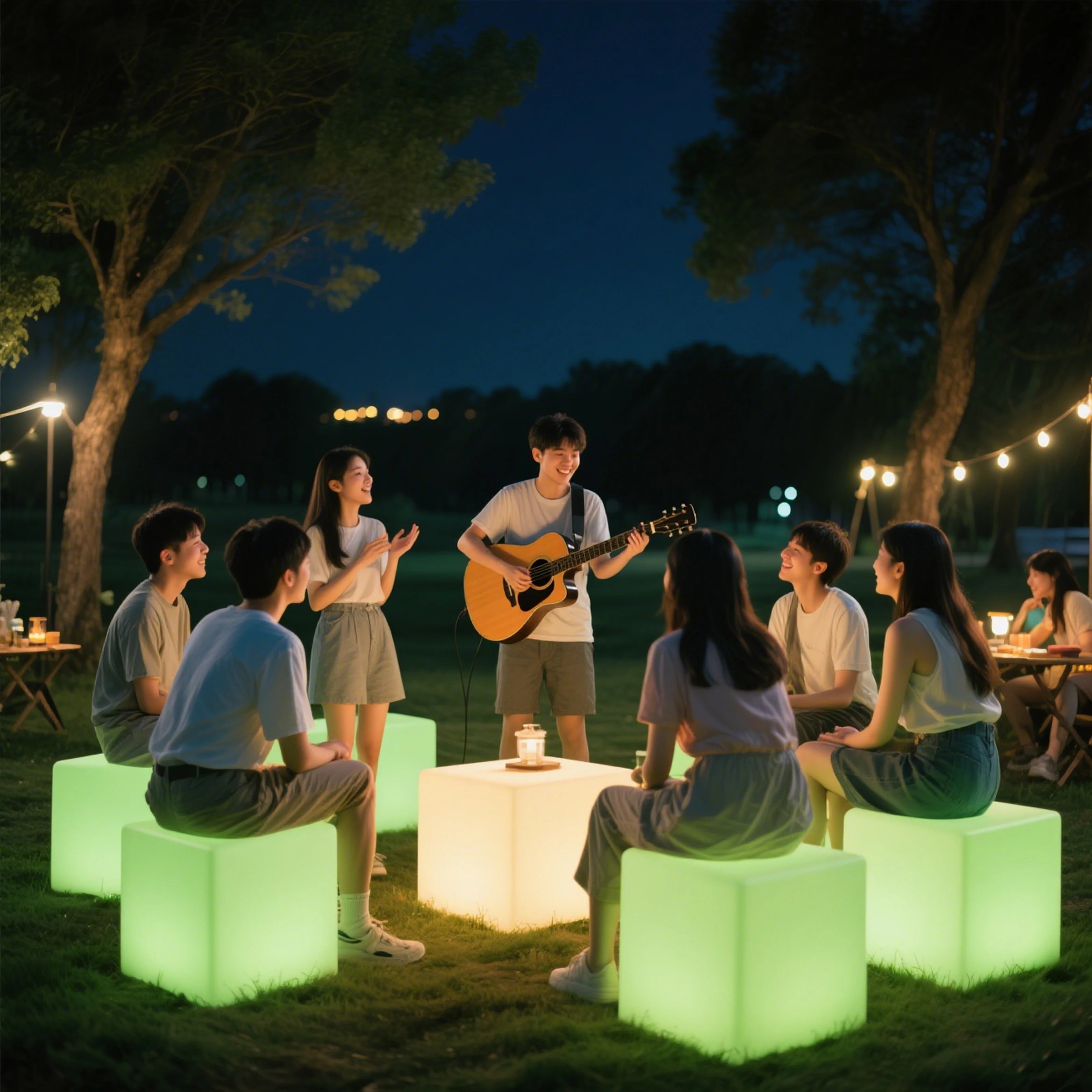 Rechargeable LED Cube Light Bar Chair 16 Colors Dimmable Waterproof Modern Design for Outdoor Hotel Dining Commercial Use