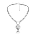 High Polished Stainless Steel Heart Pendant NecklaceSilver Heart NecklaceFashionable Gothic Necklace for Women Unisex