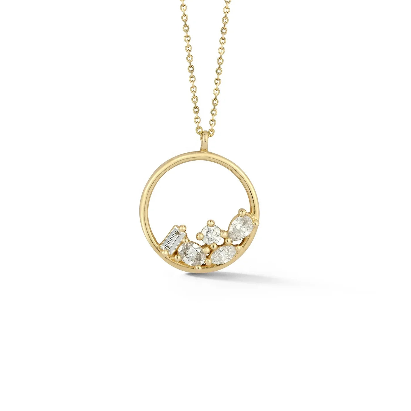 LOZRUNVE Fashion Jewelry Manufacturer 925 Silver Multi Shaped Crystal Circle Pendant Necklace