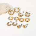 Hypoallergenic 18k Gold-Plated Jewelry Earring Studs Silver Gold-Plated Stainless Steel C Shape Twisted Hoop Earrings