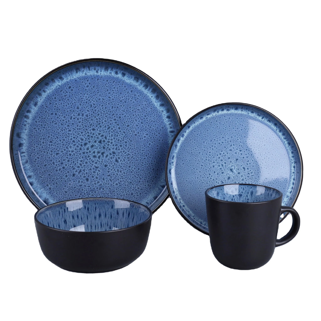 Hot Selling Luxury 12pcs Stoneware Dinnerware Set Ceramic Dinner Plate Reactive Glaze Home Gifts Portable Eco-Friendly