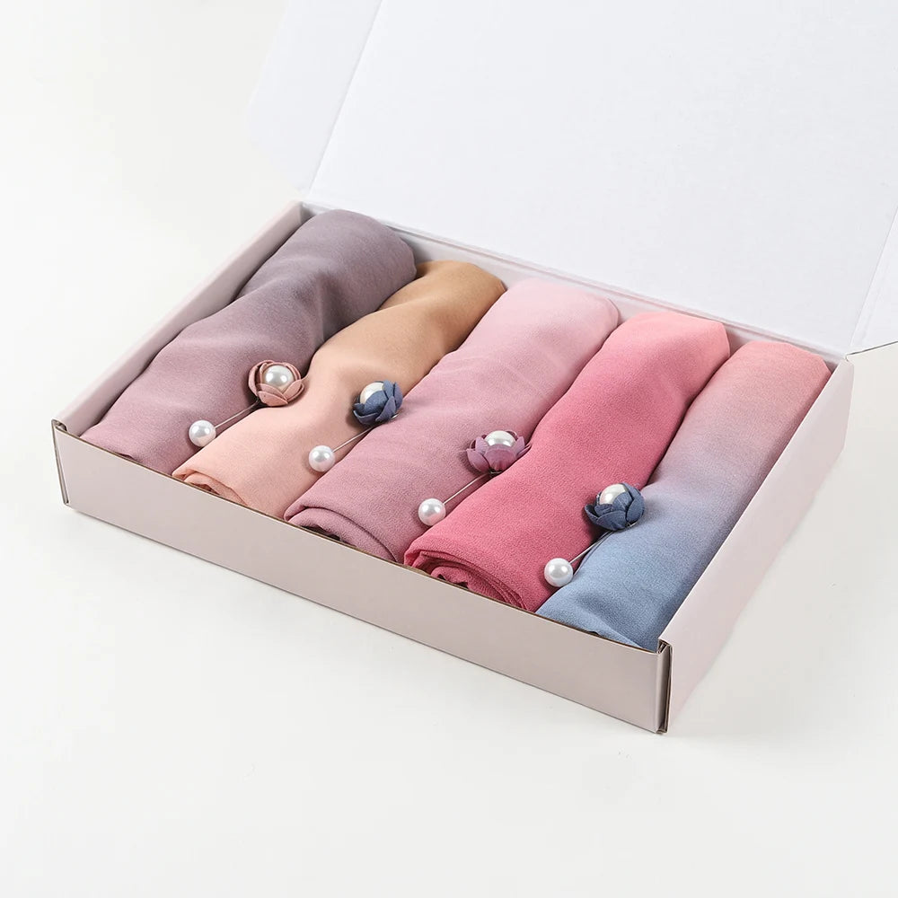 Luxury Chiffon Hijab Scarf Women Soft Satin Floral Arab Headscarf Plain Flower Islam Shawls Wraps Foulard Femme Polyester Silk