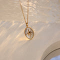 Popular Oval North Star White Shell Pendant Pearl Stainless Steel Necklace for Ladies