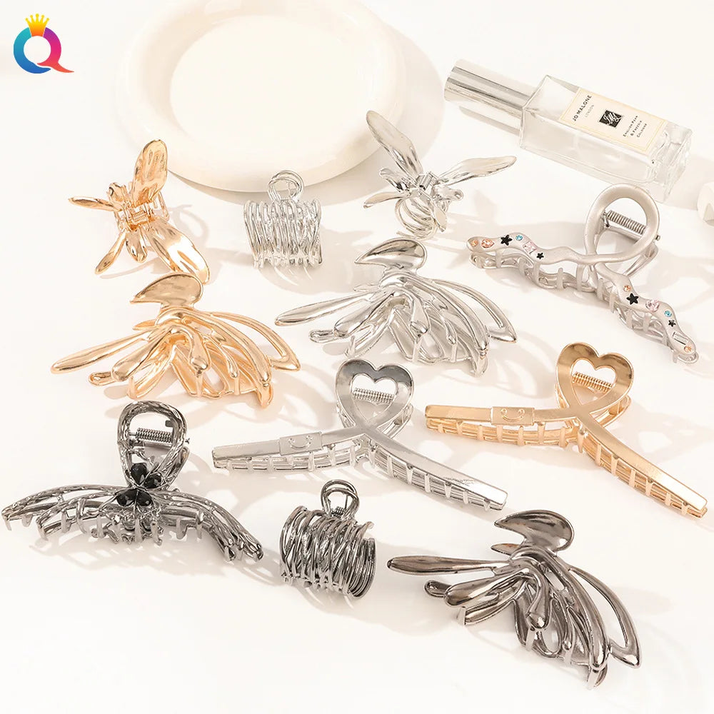QIYUE High-End Sense Metal Hair Back Head Clip Disk Hair Clip Large Shark Clip Hair Accessories