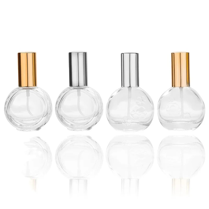 Oblate Round Shape 10ml 12ml Glass Roller Bottle for Essential Oils Featuring Floral Design with Screw Cap Sealing