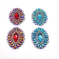 Iridescent Rhinestone Applique Iron on Diamond Motif for Carnival Costume Couture Designers