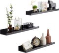 Floating Wall Shelf MDF I Shape Rustic Brown Display Storage Wall Mounted Bookshelf Wooden Shelf