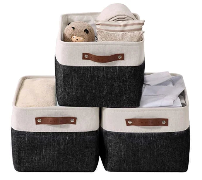 Collapsible Sturdy Fabric Storage Basket CubeHandles for Organizing Shelf Nursery Toy ClosetFoldable Storage Bin
