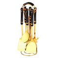 Luxury Ceramic Handle 6PCS Stainless Steel Kitchen Cooking Utensils Set With Holder