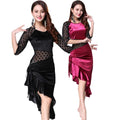Women's Velvet Asymmetric Dress with Middle Sleeve for Belly Dance Training for Classroom Exercises and Costumes
