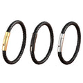Handmade Braided Bracelet Three Colors Stainless Steel Bracelet High Quality Leather Bracelet Gifts for Women