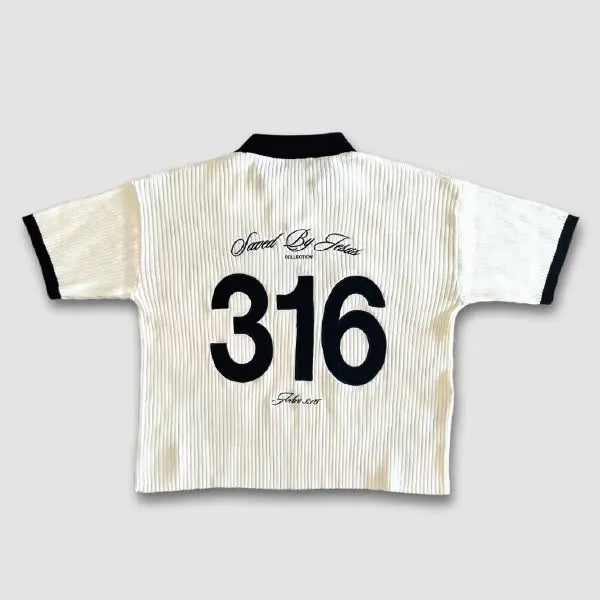 Custom Logo Men's V-Neck Church Jersey Oversized Knitwear Short Sleeve Polo Embroidered Soccer Wear for Football Players