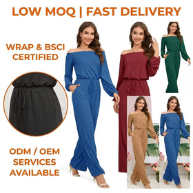 Casual Loose Jumpsuits for Women Solid One Piece Women Long Sleeve Jumpsuit Bodysuit Femme