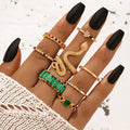 European And American Fashion Geometric Snake Shape Ring Heart Rectangle Ring For Women 8PCS/Set Finger Ring