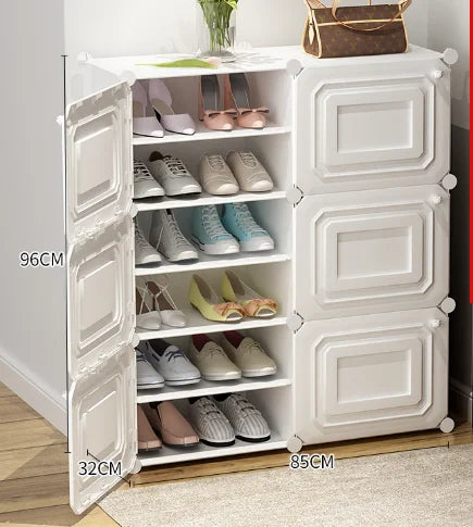 New Arrival White Modern Folding Plastic Shoe Rack Organizer with 3D Doors for Entry Home Furniture