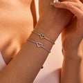 New Trendy Women Jewelry Shiny Stainless Steel  Zircon Stone Chain Heart Chain Bracelet Party Bracelet for Gift