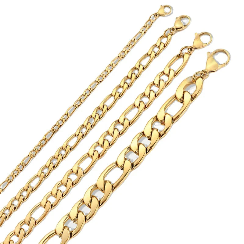 Wholesale Cuban Chain Figaro Chainbasic Chain Stainless Steel Necklace for Women