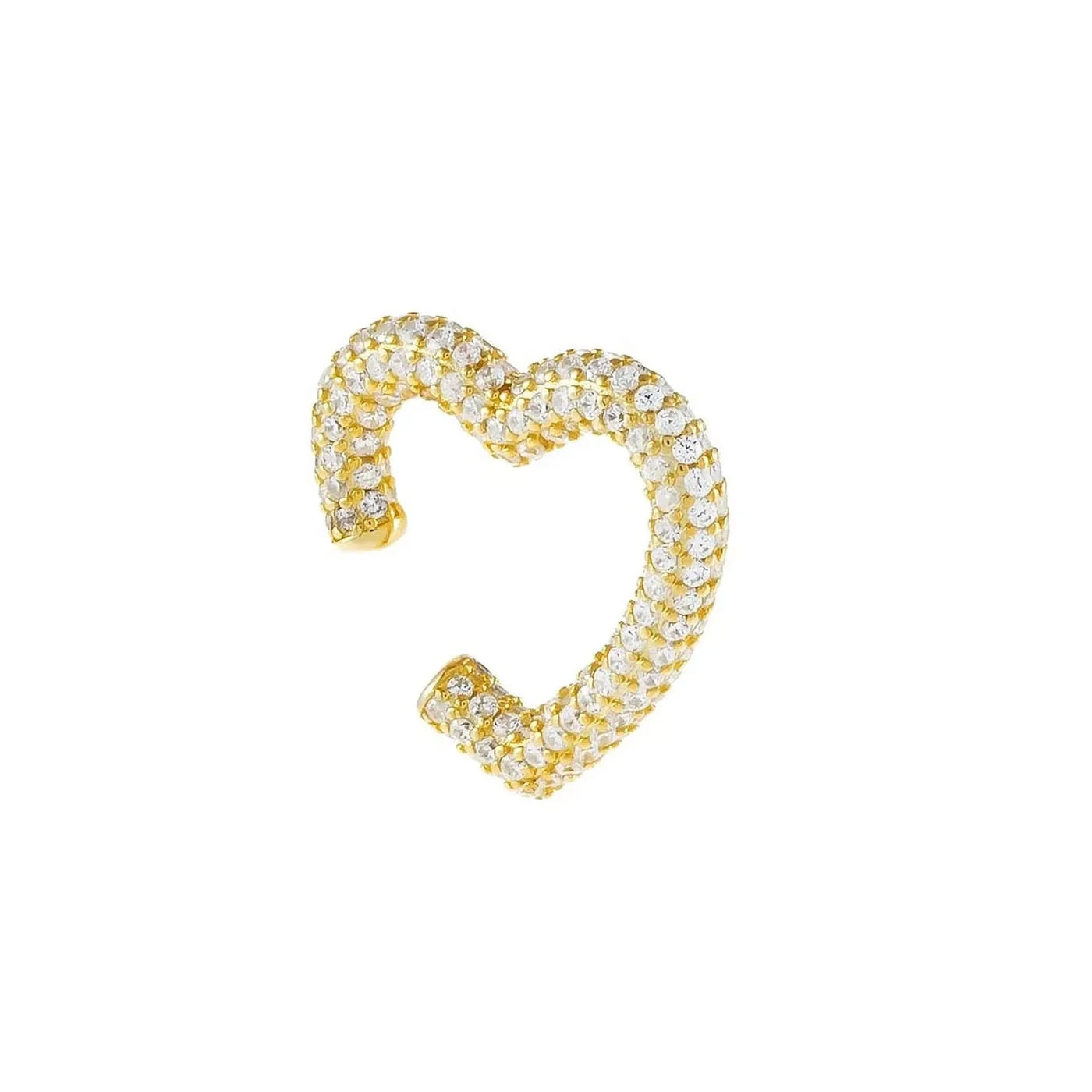 LOZRUNVE 925 Silver No Pierced Full Pave Diamond CZ Zirconia Heart Shape Ear Cuff Earring