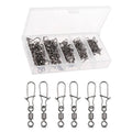 WEIHE 210/95Pcs Strong Stainless Fishing Rolling Swivel Connector Fishing Tools Set Snap Hooks Lure Connector Sea Rock Snaps Tac