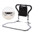 MSMT Foldable Safety Bed Assist Rail for Elderly Handicapped Adjustable Height Heavy Duty 150kg Capacity Chrome Plated Home Use