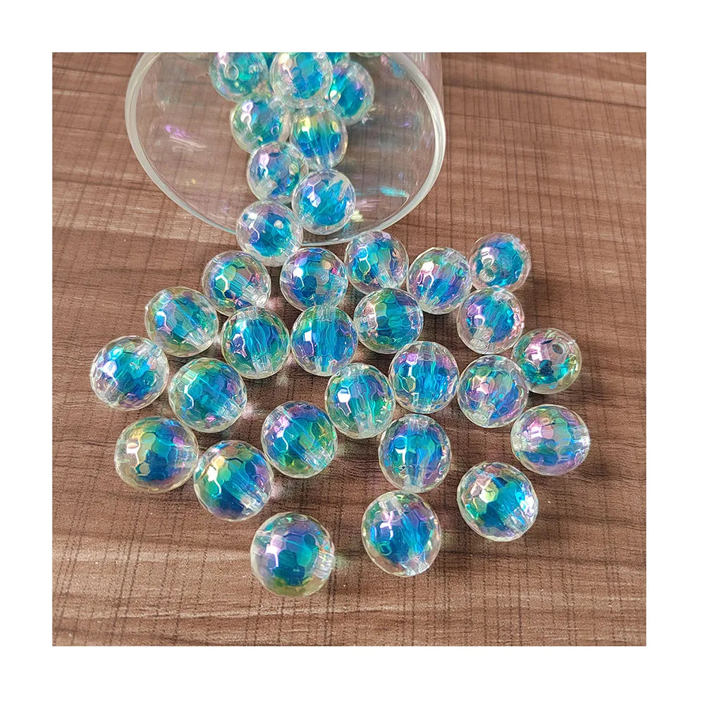 Wholesale 100Pcs/Lot 16MM AB Color Plated Crystal Faceted Round Ball Beads Loose Spacer Charms for DIY Jewelry Making Findings