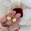 Wholesale New No Fade Stainless Steel Women Queen Elizabeth Portrait Coin Square Rose Pattern Earrings