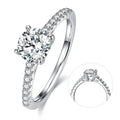 M91 Abiding Fine Jewelry 925 Sterling Silver Round Cut Moissanite Diamond Engagement Half Eternity Ring for Wedding