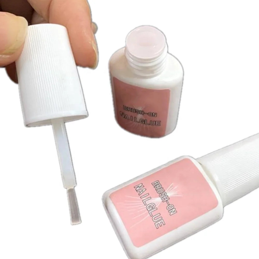 Brush on Nail Glue for Broken Nails - 6pcs Nail Glue for Acrylic Nails Quick & Strong False Nail Tip Glue Adhesive Super Nail