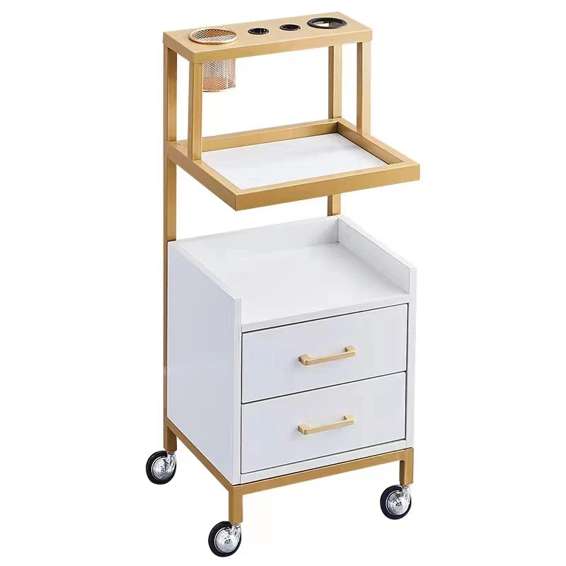 Luxury Stainless Steel Gold-plated Paint Barber Trolley Durable Hair Salon Trolley Cart for Barber Shop