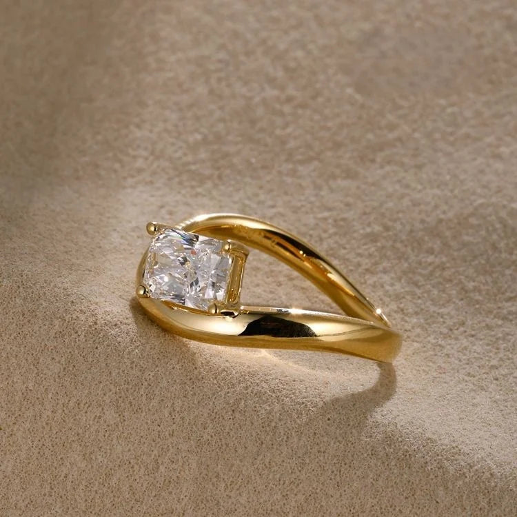 Ruyi 1.0ct Radiant Cut IGI Certified Lab Diamond Ring 18K/14K Solid Gold Solitaire Engagement Jewelry for Women