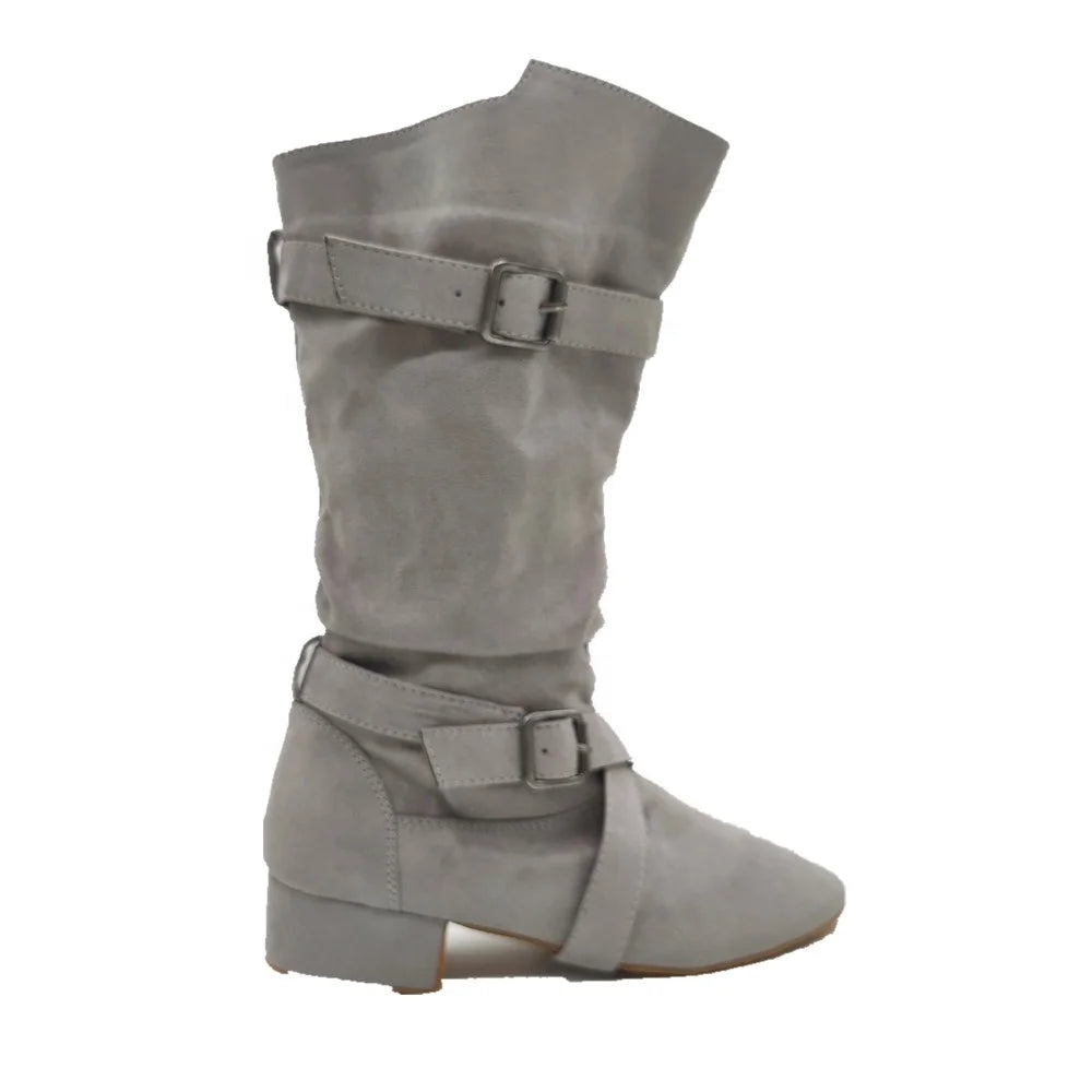 Hot Selling Grey Red Black Yellow Low Heel  Suede Fabric Sole Women Dance Boots Salas Ballroom Lady Dance Shoes