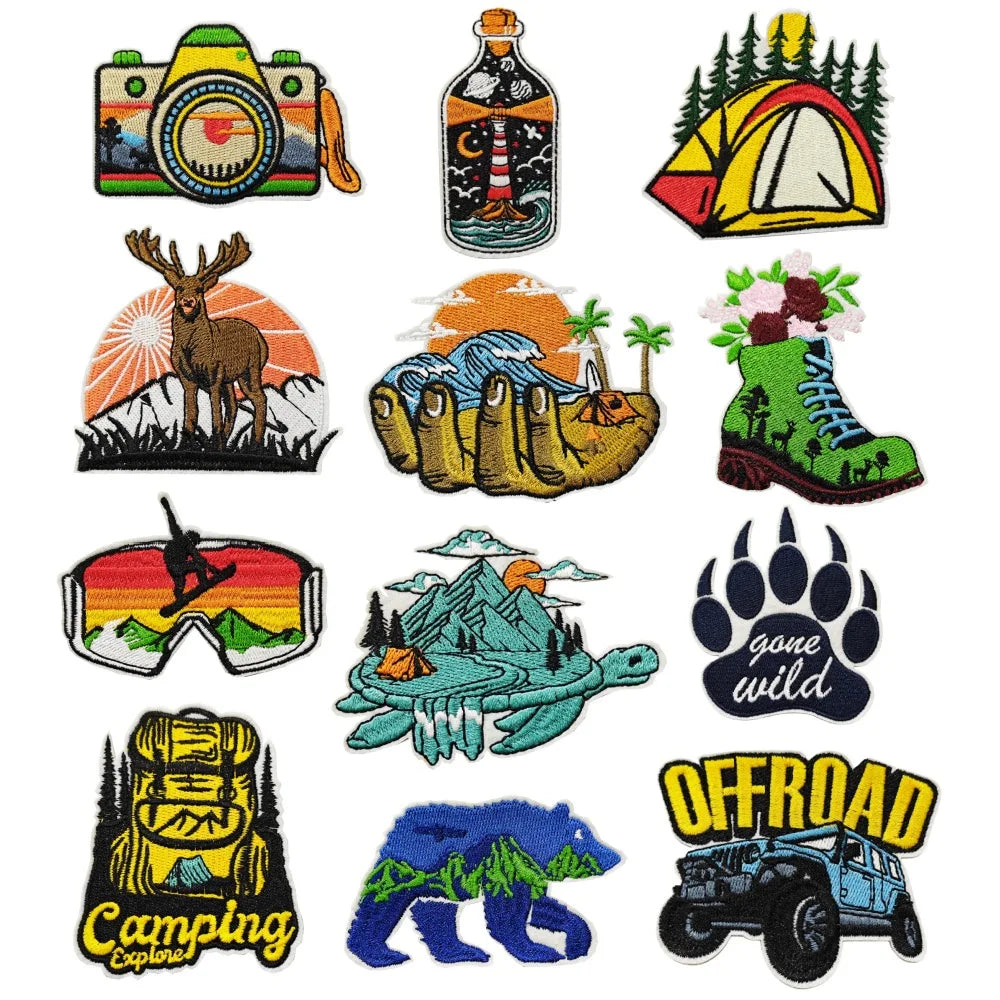 Landscape Outdoor Camping Felt Handmade Embroidery Iron on Tent Off-road Patches