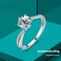 Wholesale 925 Sterling Silver Luxury 1ct Twisted Arm Classic 6 Prong Shiny Lab Grown Diamond Moissanite Ring Women Fine Jewelry