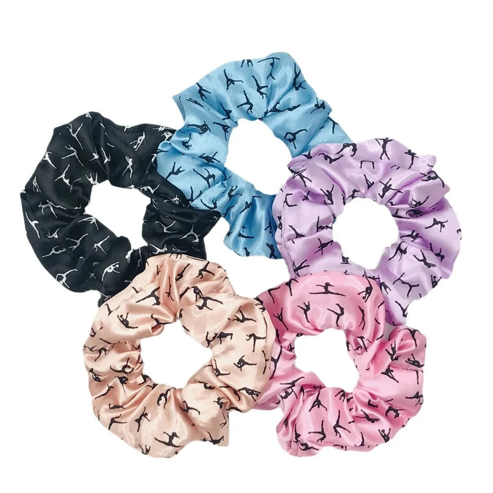 New Arrival Gymnastic Printed Scrunchies Wholesale GYM Hair Scrunchies Girls Sports Ponytail Holder Hairband Hair Accessories