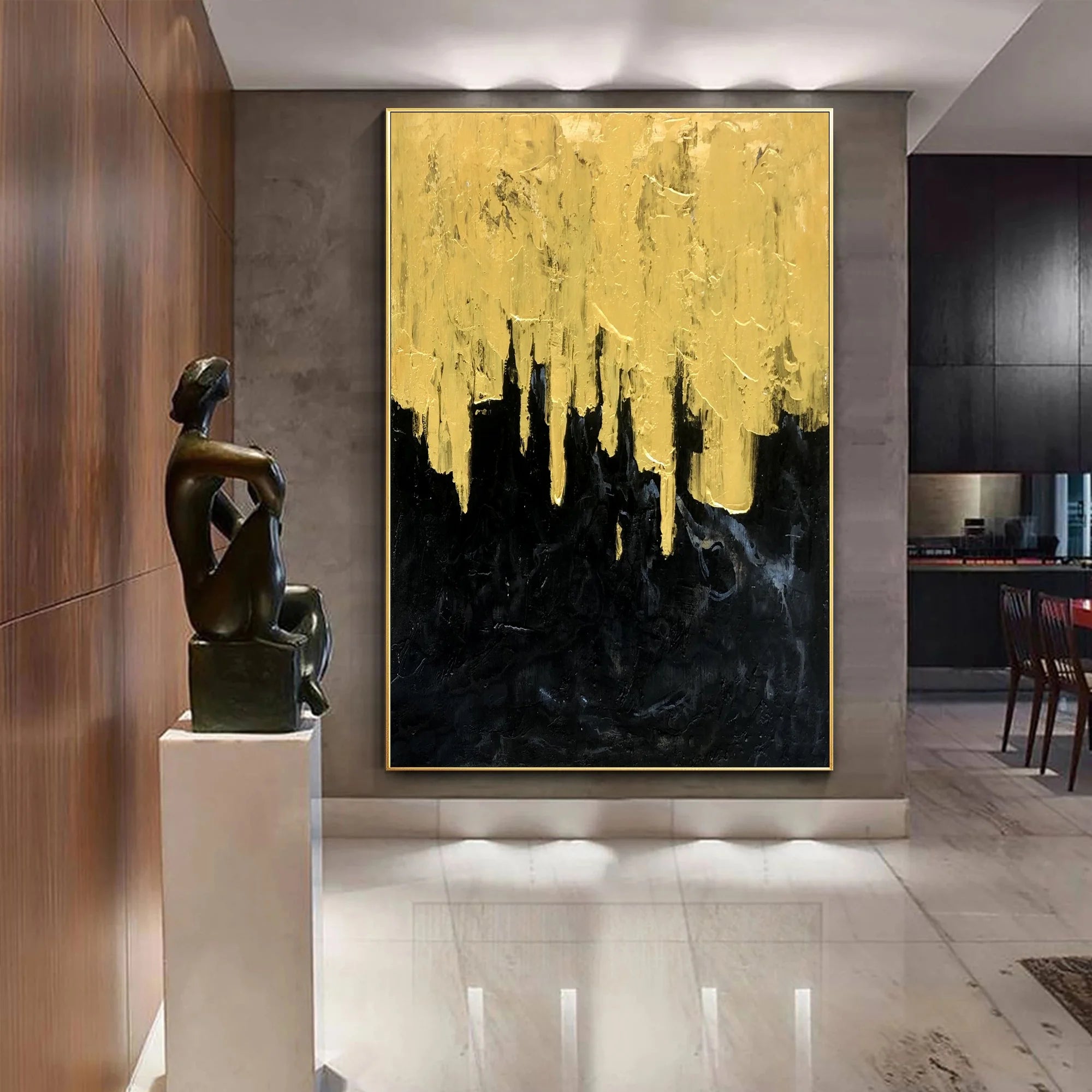 100% Hand-painted Home Decor Canvas Living Room Pictures Modern Abstract Gold Art Handmade Oil Painting