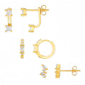 Simple Fashion Designer 925 Sterling Silver CZ Geometric Stud Earrings 18K Gold Plated Hoops Fine Jewelry Set for Women Ladies