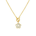 Fenny 18K Gold Plated Wholesale No Fade Fashion Hollow Shell Flower Pendant Toggle Stainless Steel Necklace for Women