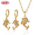 New Arrival Fashion Necklace and Earring Sets Dolphin Jewelry 18k Gold Plated Cubic Zirconia Special Women Joyeria